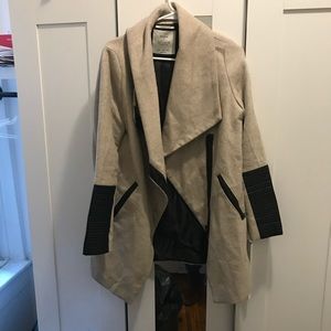 Bershka wool jacket with faux leather accents